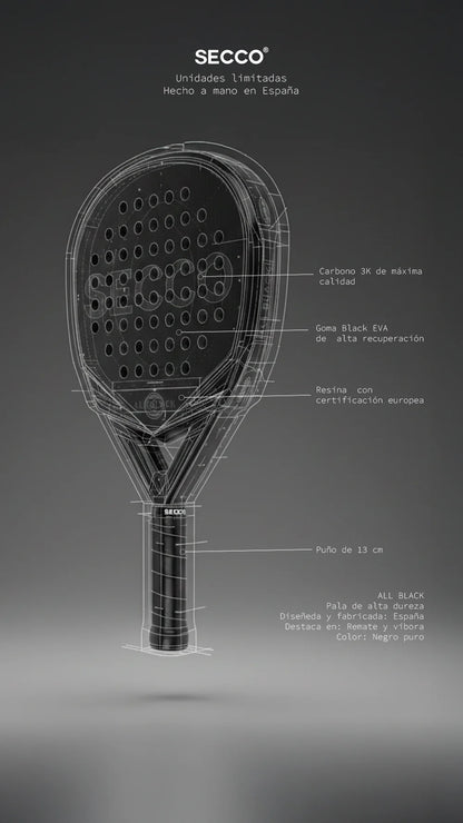 SECCO ALL BLACK PADEL RACKET